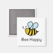 Bee Happy grappige bijenteelt magneet (Voorkant / Achterkant)