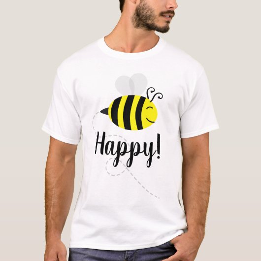"Bee Happy" Happy Bee-glimlach T-Shirt (Voorkant)