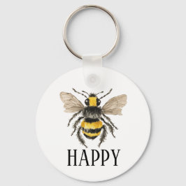 Bee Happy Honey Bee Sleutelhanger