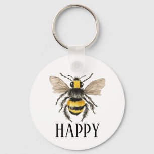 Bee Happy Honey Bee Sleutelhanger