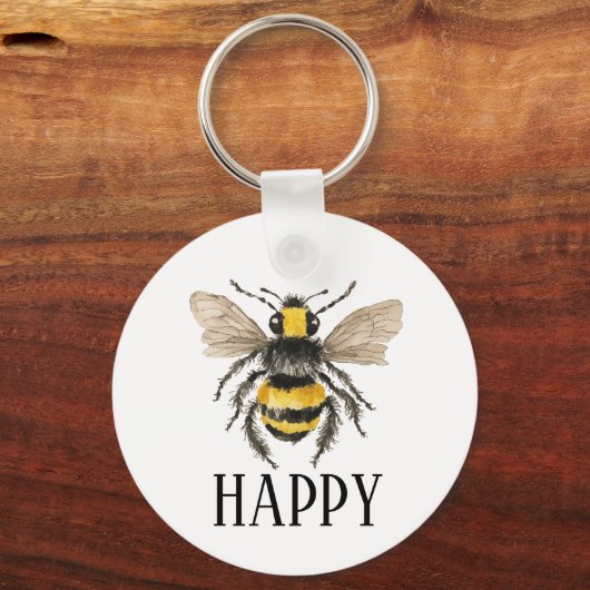 Bee Happy Honey Bee Sleutelhanger (Voorkant)