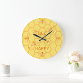 Bee Happy honeybees on yellow honeycomb Grote Klok (Huis)