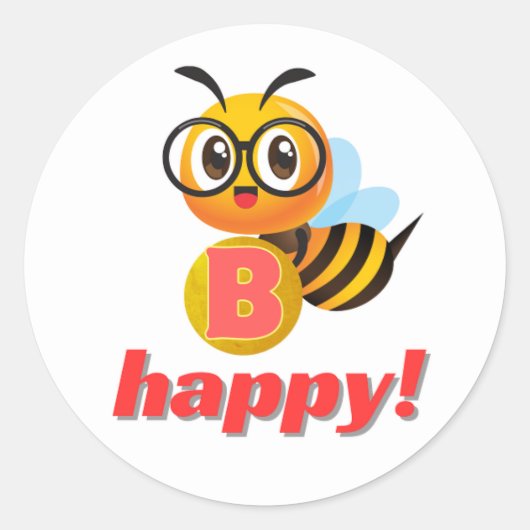 Bee happy / honingbij sticker 2024 adamshits (Voorkant)