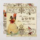 Bee Happy  - Huwelijksuitnodiging Kaart (Voorkant / Achterkant)