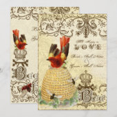 Bee Happy  - Huwelijksuitnodiging Kaart (Voorkant / Achterkant)