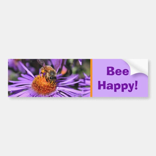 Bee Happy Inspirational Nature  Bumpersticker (Voorkant)