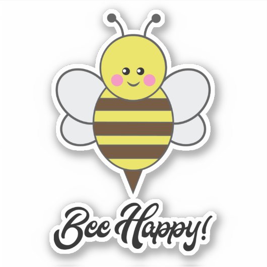 Bee Happy Kawaii Bee Buzz Cute Bumblebee citaat Sticker (Voorkant)
