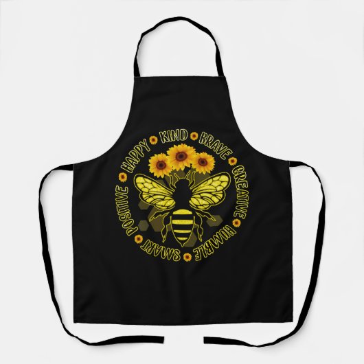 Bee Happy Kind Moedig Humble Smart Positieve Bumbl Schort (Voorkant)