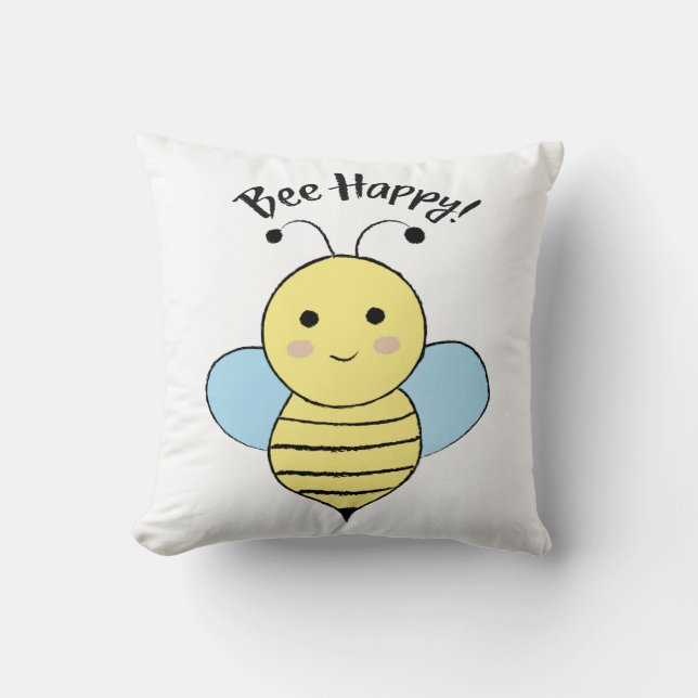 Bee Happy Kussen (Voorkant)