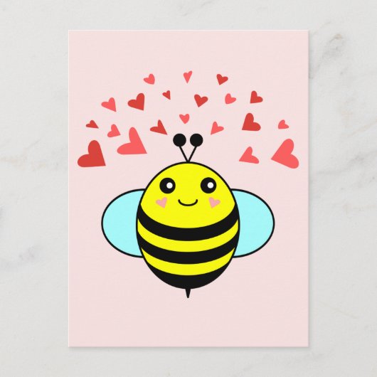Bee Happy Love Heart Briefkaart (Voorkant)
