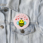 Bee Happy Love Heart Ronde Button 7,6 Cm (In situ)