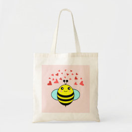 Bee Happy Love Heart Tote Bag