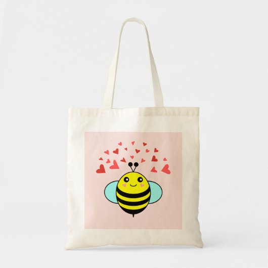 Bee Happy Love Heart Tote Bag (Voorkant)