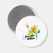 Bee Happy Magnet met Zonnebloem (Voorkant / Achterkant)