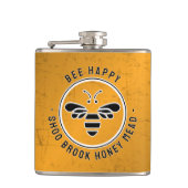 BEE HAPPY ME Distressed Copper Beekeeper Flask Heupfles (Voorkant)