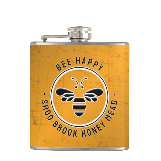 BEE HAPPY ME Distressed Copper Beekeeper Flask Heupfles (Voorkant)