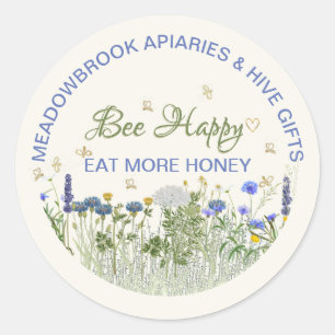 BEE HAPPY Meadow Flowers and Bees Label Deksel