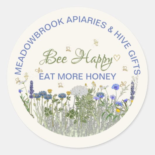 BEE HAPPY Meadow Flowers and Bees Label Deksel (Voorkant)