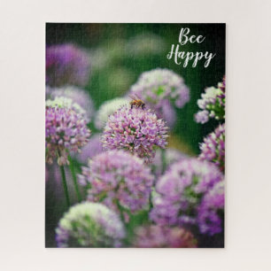 Bee Happy Motivatie Paars Allium Flowers Legpuzzel