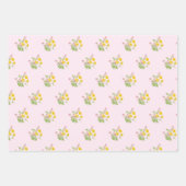 Bee Happy Pink Wildflower Inpakpapier Vel (Voorkant 2)