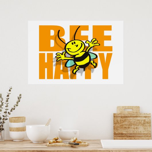 Bee Happy Poster (Keuken)