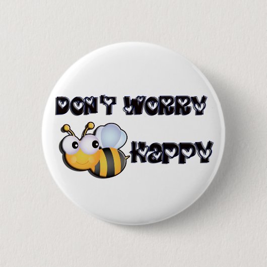 Bee Happy Ronde Button 5,7 Cm (Voorkant)