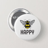 Bee Happy Ronde Button 5,7 Cm (Voorkant /achterkant)