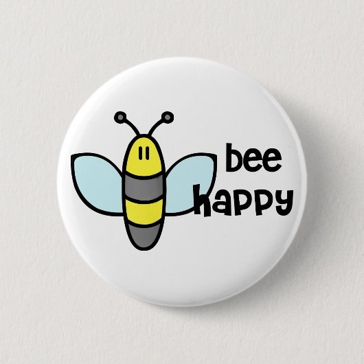 Bee Happy Ronde Button 5,7 Cm (Voorkant)