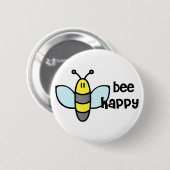 Bee Happy Ronde Button 5,7 Cm (Voorkant /achterkant)