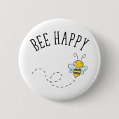 Bee Happy Ronde Button 5,7 Cm (Voorkant)