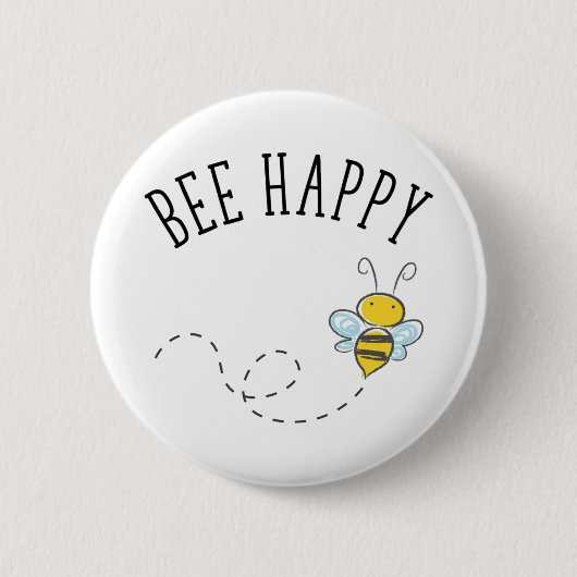Bee Happy Ronde Button 5,7 Cm (Voorkant)