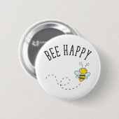 Bee Happy Ronde Button 5,7 Cm (Voorkant /achterkant)