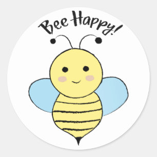Bee Happy Ronde Sticker