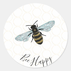 Bee Happy Ronde Sticker
