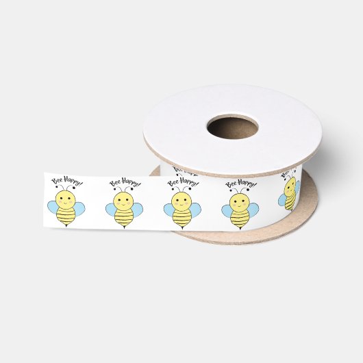 Bee Happy Satijnen Lint (Spoel)