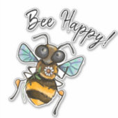 Bee Happy Schattig Honeybee Sticker (Voorkant)
