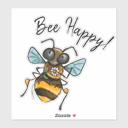 Bee Happy Schattig Honeybee Sticker (Vel)