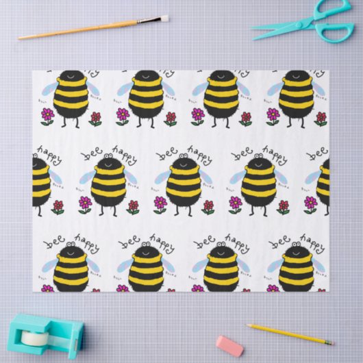 Bee Happy Schattige Bijenweefsel Papier (Craft)