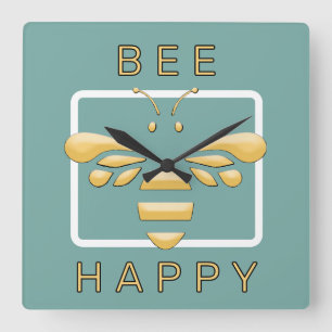 Bee Happy Schattigee Honeybee Apiarist Honey Shop  Vierkante Klok
