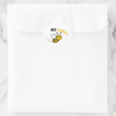 Bee Happy Script Ronde Sticker (Tas)