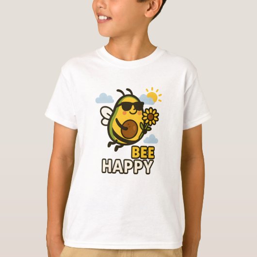 Bee Happy Shirt Schattigee Avocado Pun Funny Summe (Voorkant)