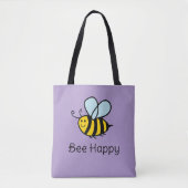 Bee Happy shoulder canvas tas voor apiarist (Voorkant)
