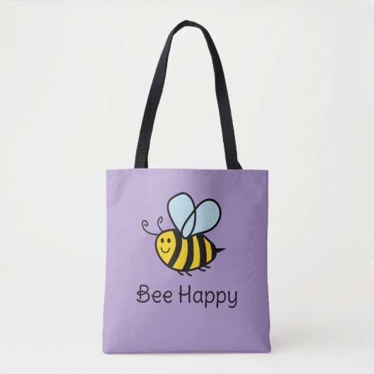 Bee Happy shoulder canvas tas voor apiarist (Voorkant)