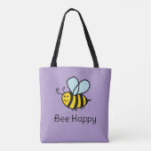 Bee Happy shoulder canvas tas voor apiarist (Achterkant)