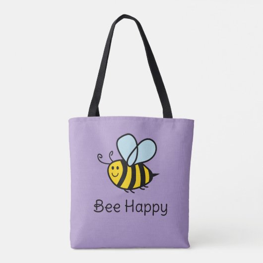 Bee Happy shoulder canvas tas voor apiarist (Achterkant)