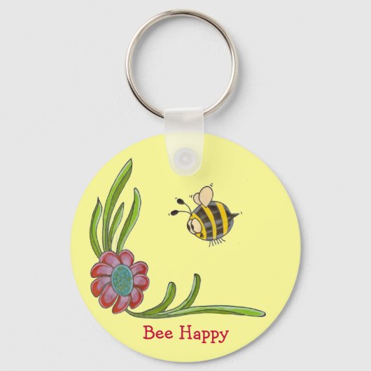 Bee Happy Sleutelhanger (Voorkant)