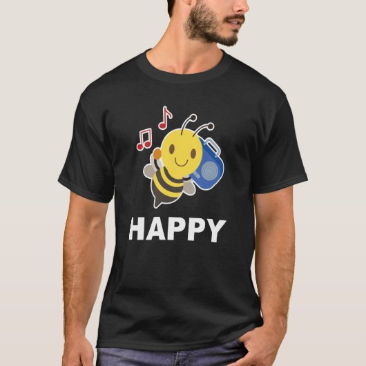 Bee Happy Smile Face Cute Happy Peace Smiling Face T-shirt (Voorkant)