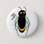 Bee Happy - Smiling Bee Ronde Button 5,7 Cm (Voorkant)
