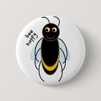 Bee Happy - Smiling Bee Ronde Button 5,7 Cm