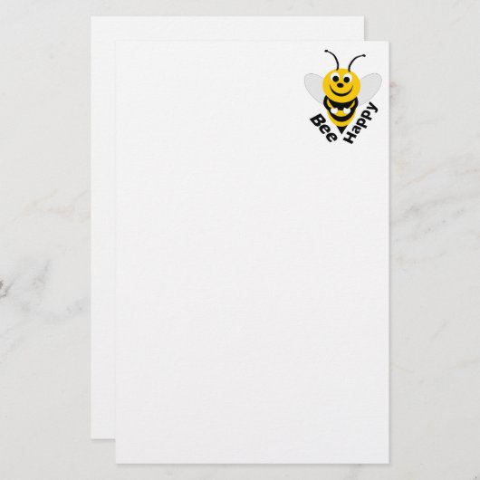 Bee Happy Stationery Briefpapier (Voorkant / Achterkant)